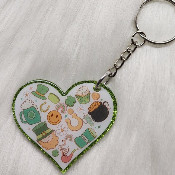 St. Patricks Day Heart Keychain - Picture 1 of 2